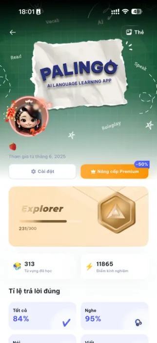 Palingo app screen